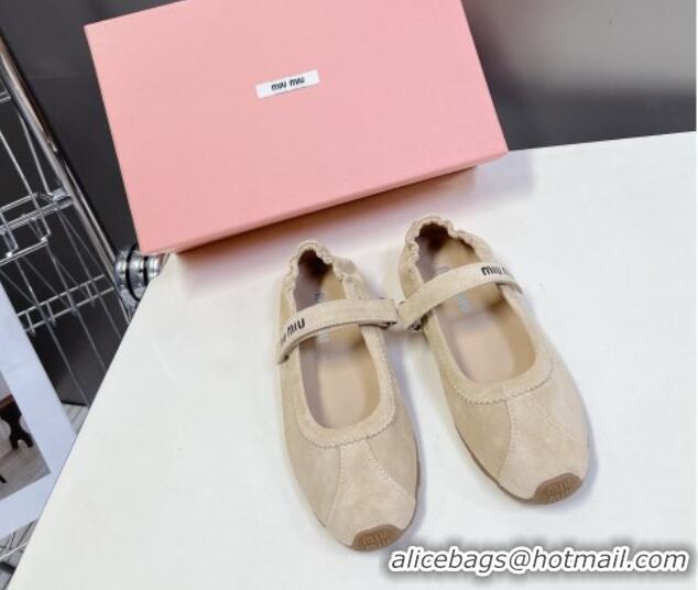 Shop Duplicate Miu Miu Suede ballerinas flats Beige 0224062