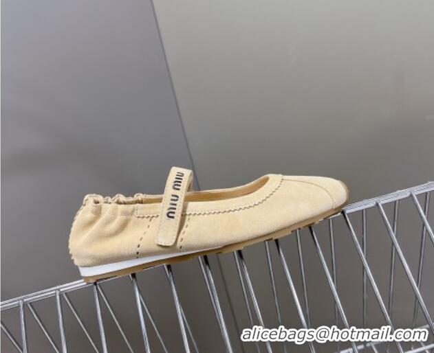 Shop Duplicate Miu Miu Suede ballerinas flats Beige 0224062