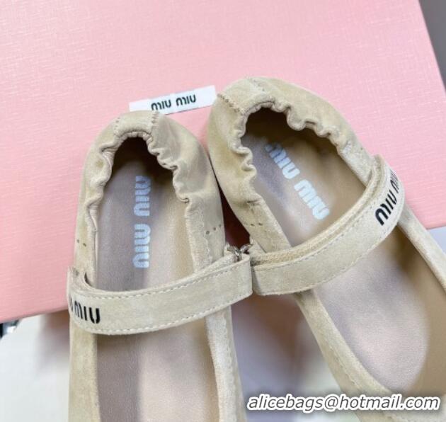 Shop Duplicate Miu Miu Suede ballerinas flats Beige 0224062