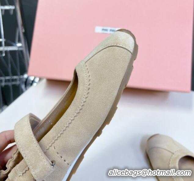 Shop Duplicate Miu Miu Suede ballerinas flats Beige 0224062