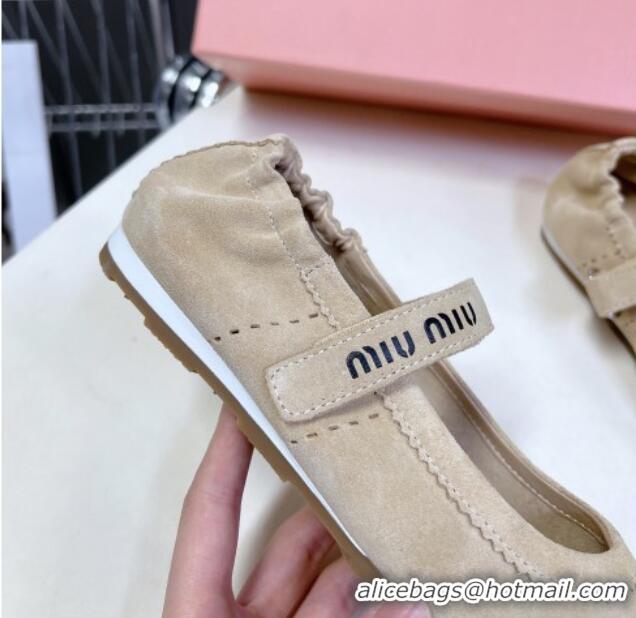 Shop Duplicate Miu Miu Suede ballerinas flats Beige 0224062