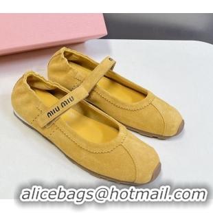 Top Design Miu Miu Suede ballerinas flats Yellow 0224063