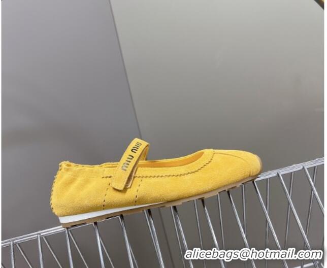 Top Design Miu Miu Suede ballerinas flats Yellow 0224063