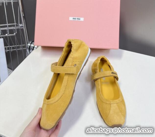 Top Design Miu Miu Suede ballerinas flats Yellow 0224063