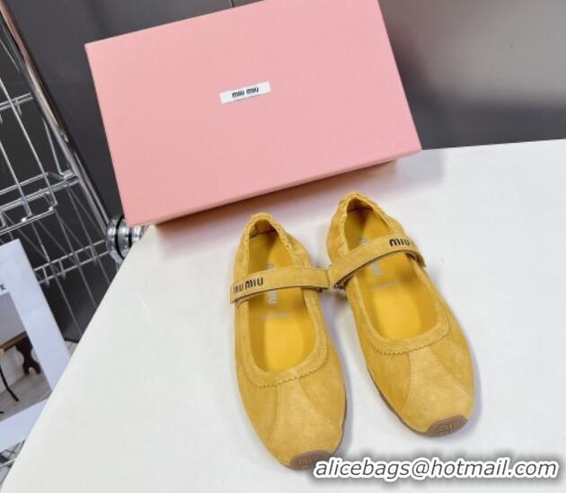 Top Design Miu Miu Suede ballerinas flats Yellow 0224063