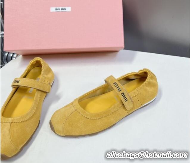 Top Design Miu Miu Suede ballerinas flats Yellow 0224063