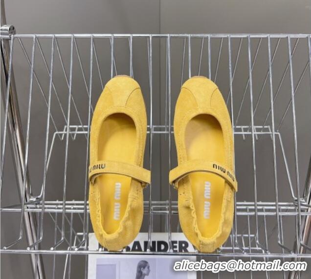 Top Design Miu Miu Suede ballerinas flats Yellow 0224063