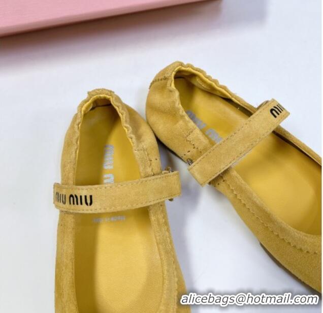 Top Design Miu Miu Suede ballerinas flats Yellow 0224063