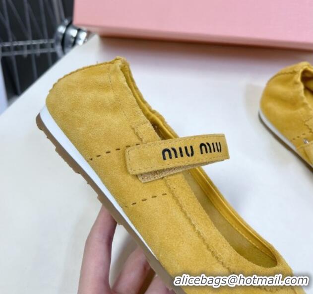 Top Design Miu Miu Suede ballerinas flats Yellow 0224063