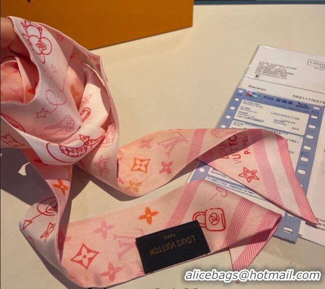 Famous Brand Louis Vuitton LV Wishlist Silk Bandeau Scarf 6x120cm 0130 Pink 2024