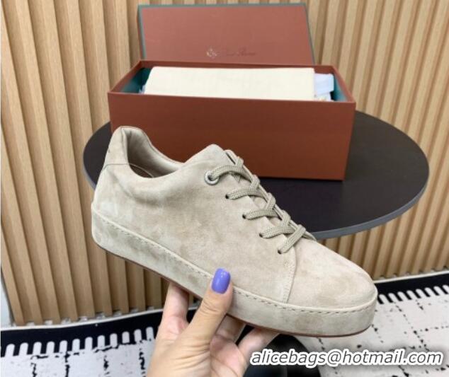 Perfect Loro Piana Nuages Low top Sneakers in Suede Beige Grey 1113076