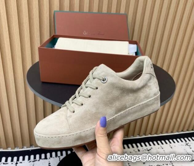 Perfect Loro Piana Nuages Low top Sneakers in Suede Beige Grey 1113076