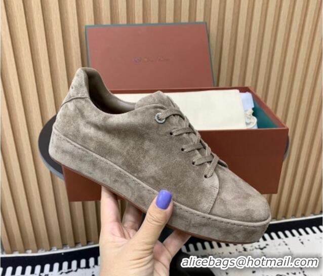 Grade Quality Loro Piana Nuages Low top Sneakers in Suede Khaki 1113077