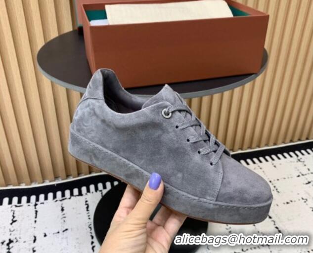 Sophisticated Loro Piana Nuages Low top Sneakers in Suede Grey 1113079