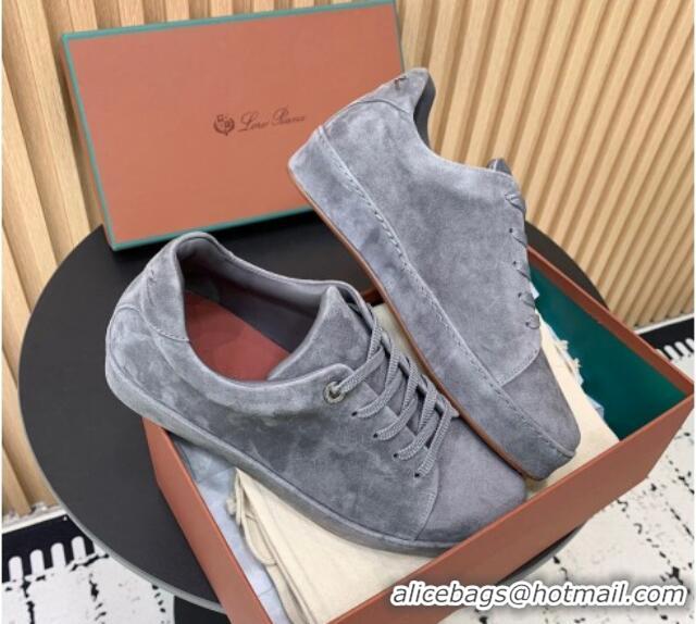 Sophisticated Loro Piana Nuages Low top Sneakers in Suede Grey 1113079