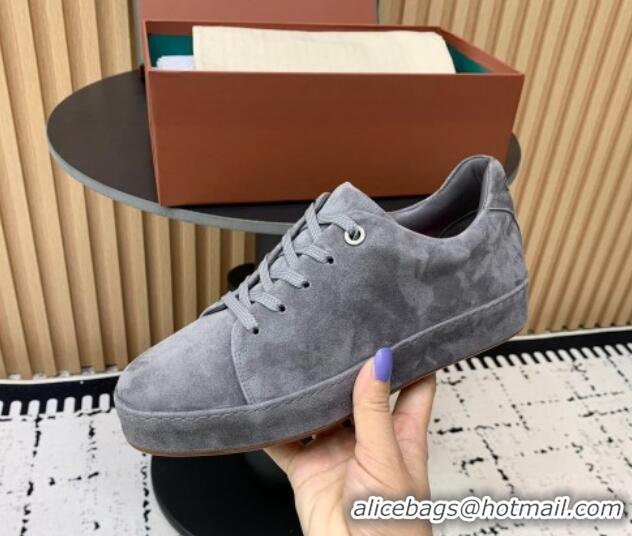 Sophisticated Loro Piana Nuages Low top Sneakers in Suede Grey 1113079