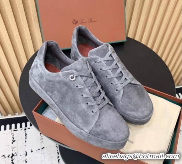 Sophisticated Loro Piana Nuages Low top Sneakers in Suede Grey 1113079