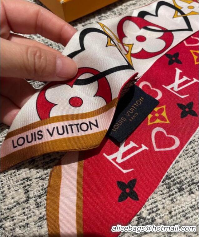 Unique Grade Louis Vuitton Love Silk Bandeau Scarf 040701 Red 2024