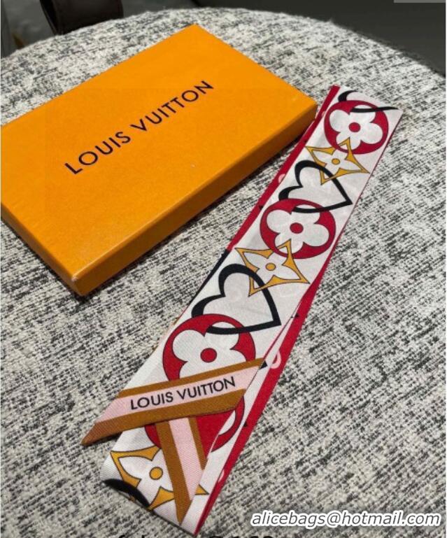 Unique Grade Louis Vuitton Love Silk Bandeau Scarf 040701 Red 2024