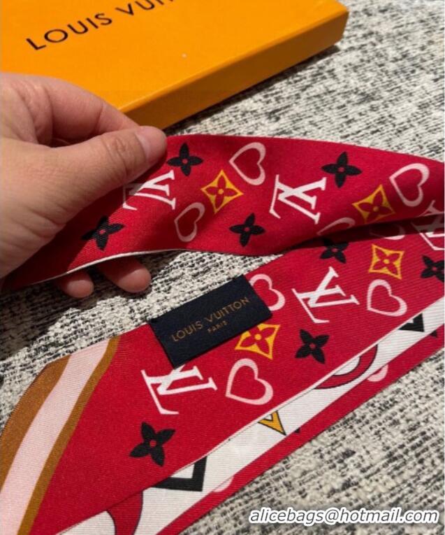 Unique Grade Louis Vuitton Love Silk Bandeau Scarf 040701 Red 2024