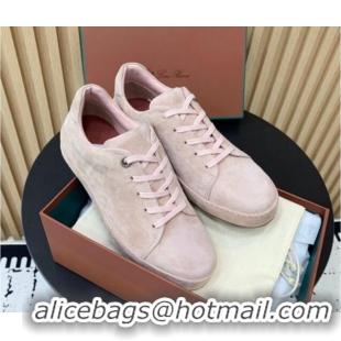 Good Looking Loro Piana Nuages Low top Sneakers in Suede Light Pink 1113080