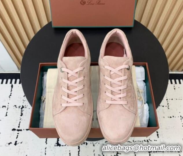 Good Looking Loro Piana Nuages Low top Sneakers in Suede Light Pink 1113080