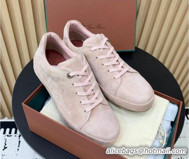 Good Looking Loro Piana Nuages Low top Sneakers in Suede Light Pink 1113080