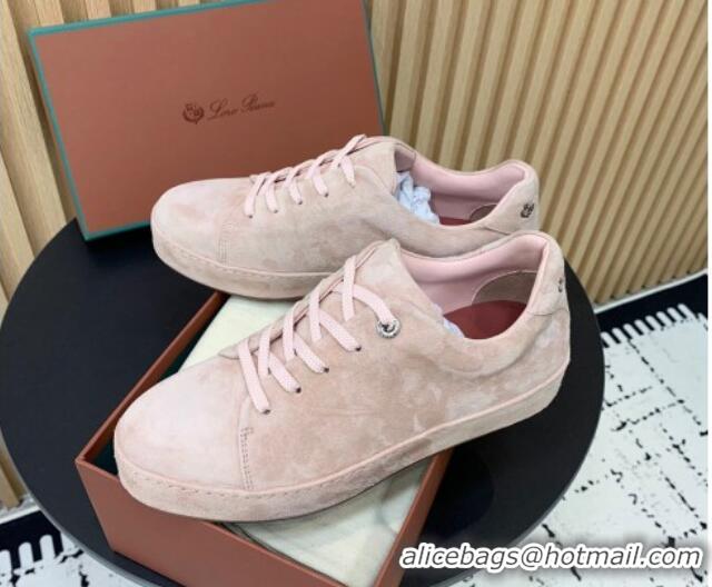 Good Looking Loro Piana Nuages Low top Sneakers in Suede Light Pink 1113080