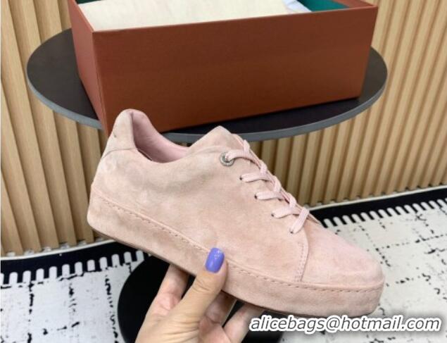 Good Looking Loro Piana Nuages Low top Sneakers in Suede Light Pink 1113080