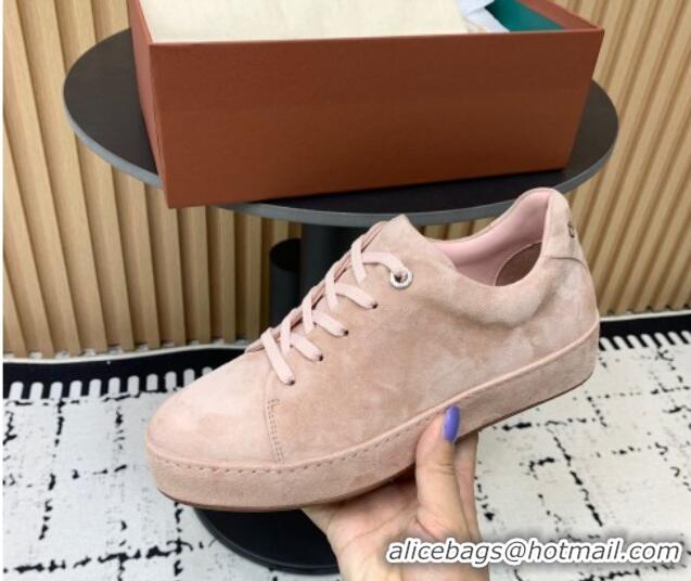 Good Looking Loro Piana Nuages Low top Sneakers in Suede Light Pink 1113080