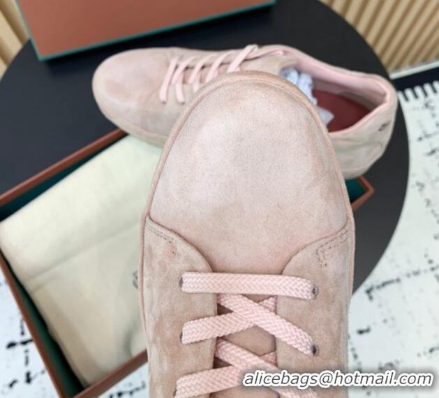 Good Looking Loro Piana Nuages Low top Sneakers in Suede Light Pink 1113080