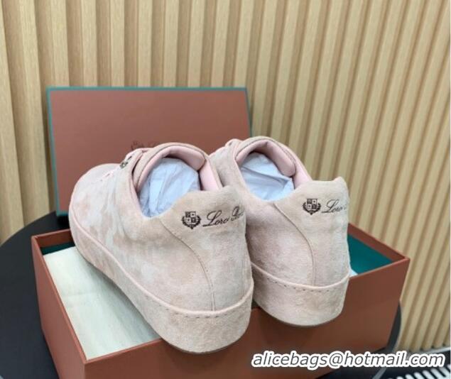 Good Looking Loro Piana Nuages Low top Sneakers in Suede Light Pink 1113080