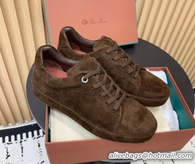 Best Grade Loro Piana Nuages Low top Sneakers in Suede Dark Brown 1113081