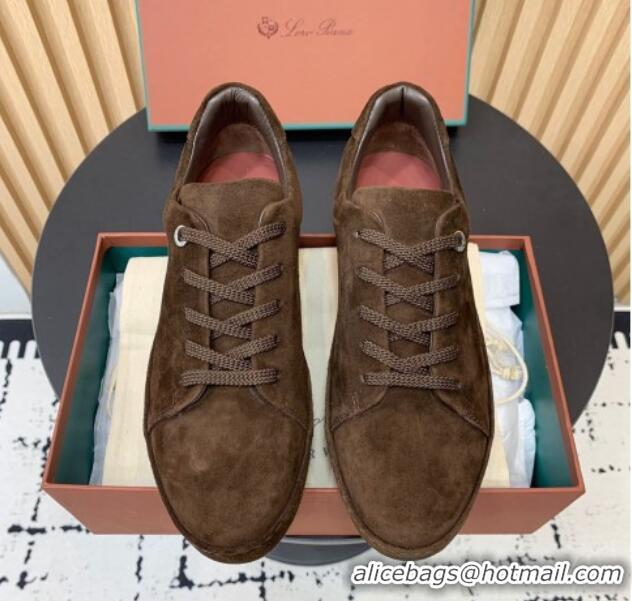 Best Grade Loro Piana Nuages Low top Sneakers in Suede Dark Brown 1113081