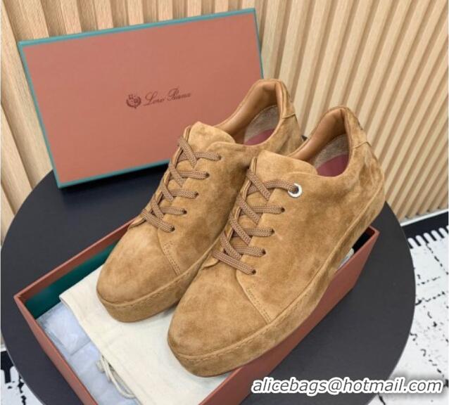 Good Quality Loro Piana Nuages Low top Sneakers in Suede Caramel Brown 1113082