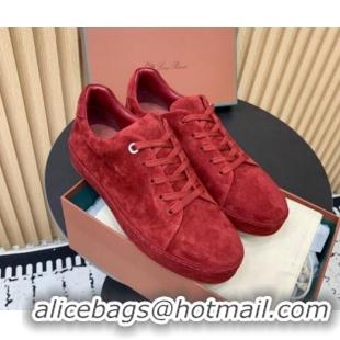 Shop Duplicate Loro Piana Nuages Low top Sneakers in Suede Red 1113084