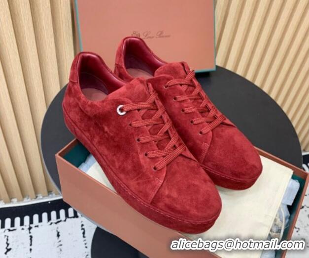 Shop Duplicate Loro Piana Nuages Low top Sneakers in Suede Red 1113084