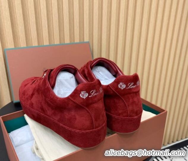 Shop Duplicate Loro Piana Nuages Low top Sneakers in Suede Red 1113084