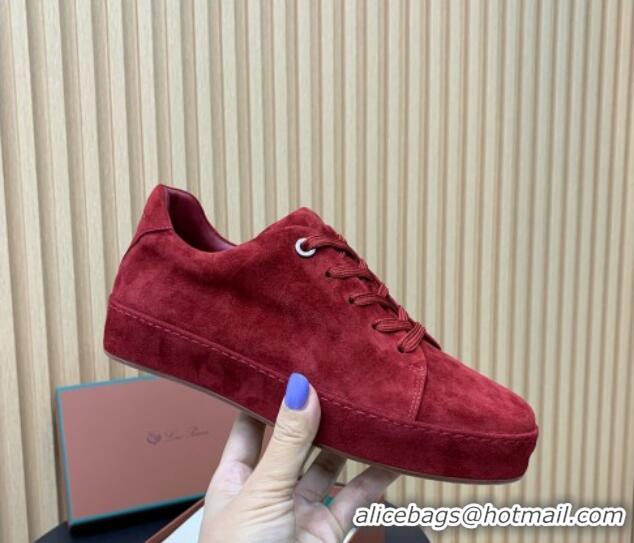 Shop Duplicate Loro Piana Nuages Low top Sneakers in Suede Red 1113084