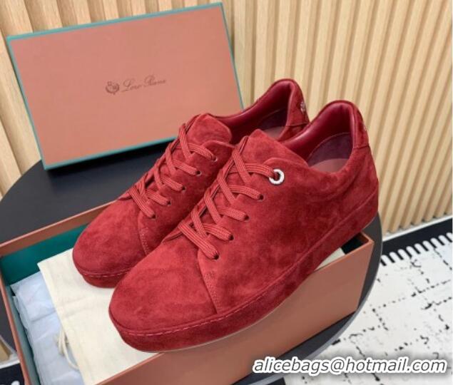 Shop Duplicate Loro Piana Nuages Low top Sneakers in Suede Red 1113084