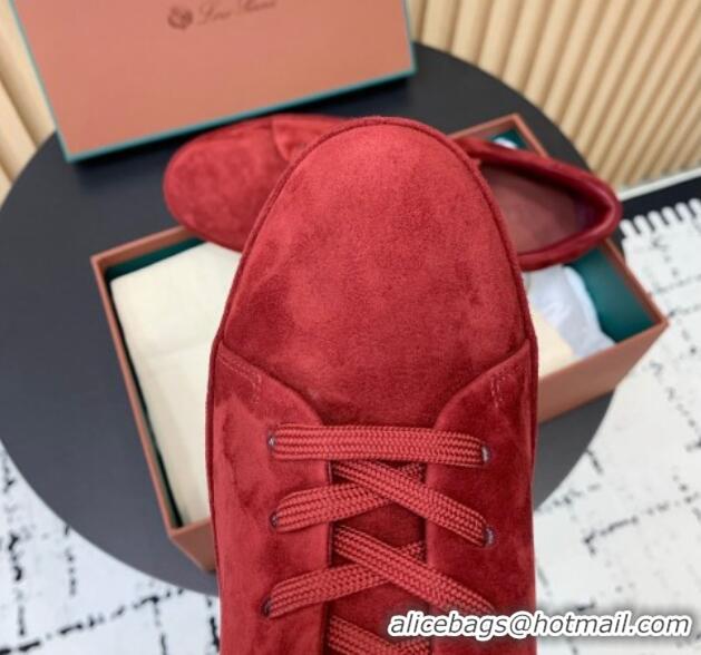 Shop Duplicate Loro Piana Nuages Low top Sneakers in Suede Red 1113084