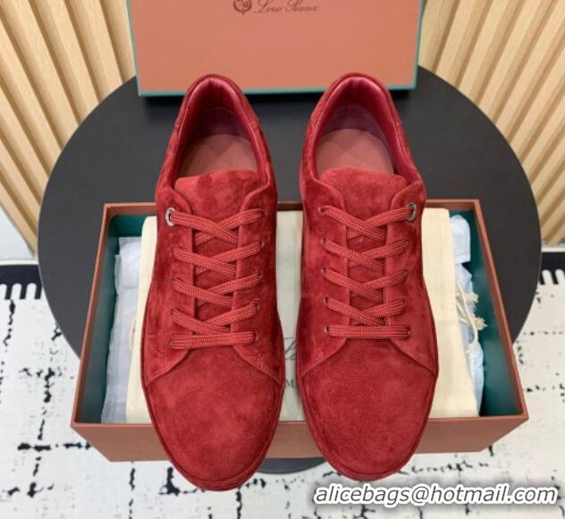 Shop Duplicate Loro Piana Nuages Low top Sneakers in Suede Red 1113084