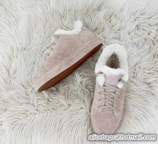 Charming Loro Piana Low top Sneakers in Suede and Wool Fur Beige Grey 1113086