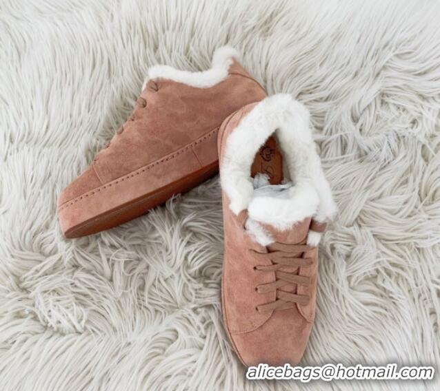 Top Design Loro Piana Low top Sneakers in Suede and Wool Fur Light Pink 1113091