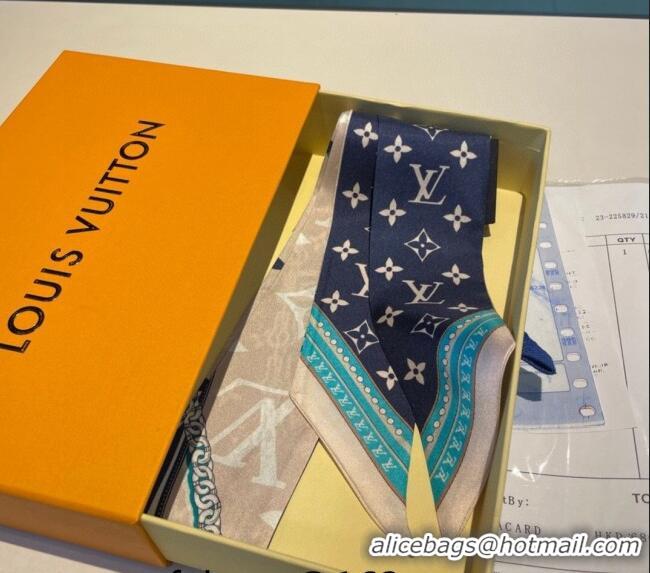 Buy Discount Louis Vuitton Silk Bandeau Scarf 5x120cm 0408 Blue/beige 2024