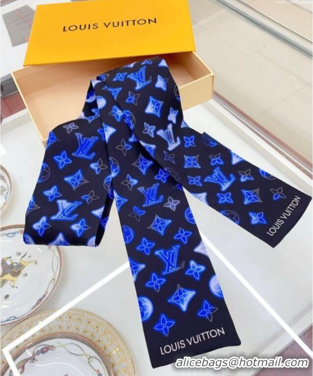 Big Discount Louis Vuitton Flight Mode Silk Bandeau Scarf 8x120cm 0514 Blue 2024