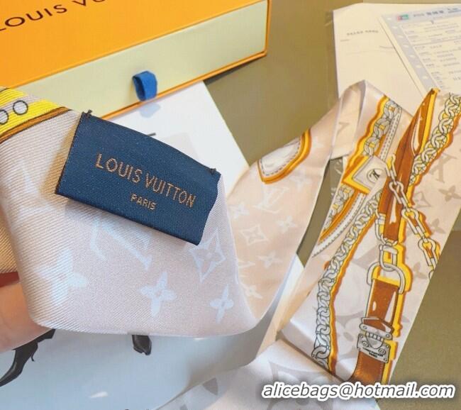 Famous Brand Louis Vuitton Silk Bandeau Scarf 6x120cm 0513 White/Beige 2024