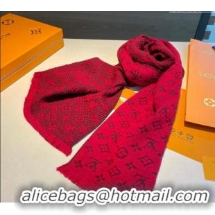 Shop Promotional Louis Vuitton Monogram Cashmere Long Scarf 40x180cm 0912 Red 2024