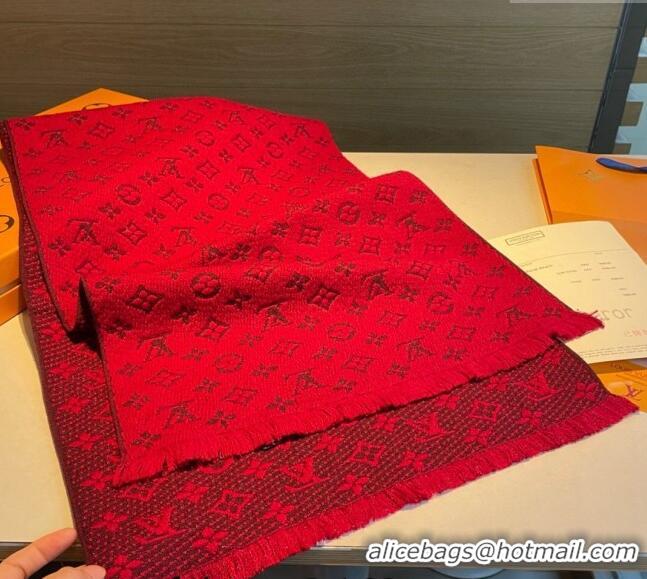 Shop Promotional Louis Vuitton Monogram Cashmere Long Scarf 40x180cm 0912 Red 2024