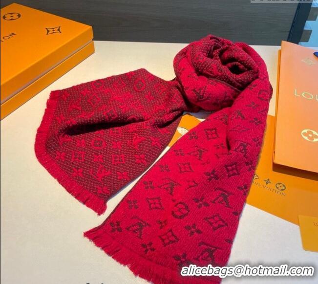 Shop Promotional Louis Vuitton Monogram Cashmere Long Scarf 40x180cm 0912 Red 2024